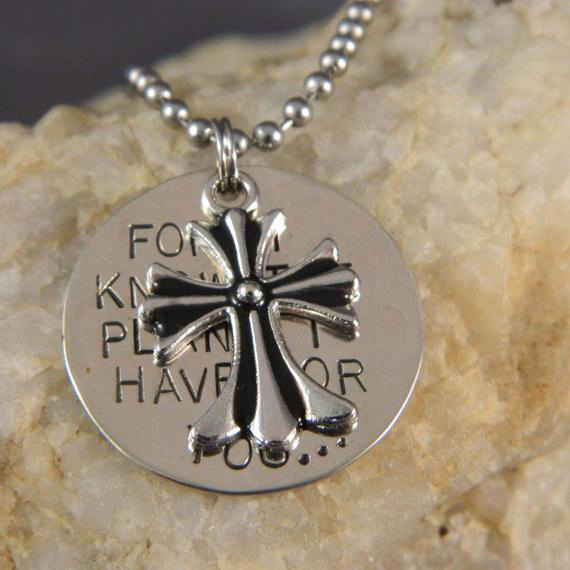 For I Know the Plans I Have for You Fleur Di Lis Cross Necklace